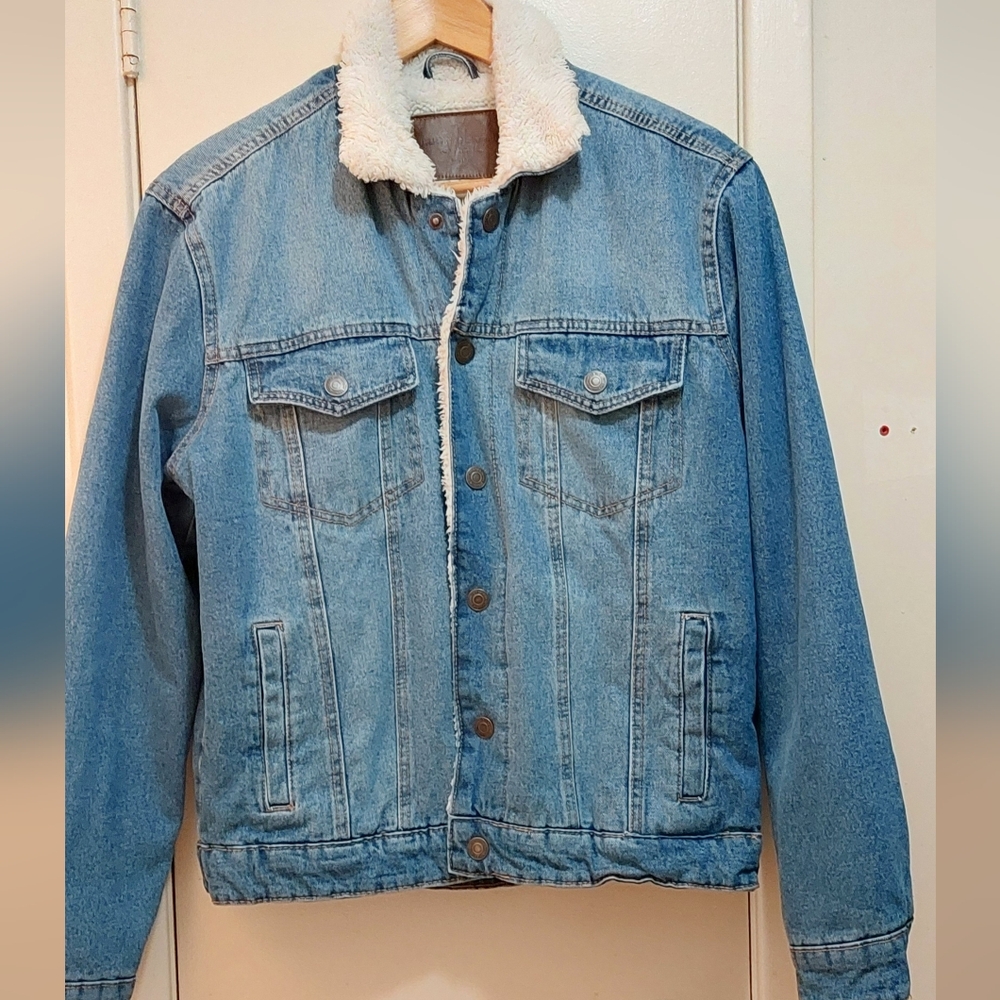 Lucky Brand Denim/Jean Jacket With Sherpa Lining